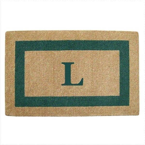 Nedia Home Nedia Home 02086L Single Picture - Green Frame 30 x 48 In. Heavy Duty Coir Doormat - Monogrammed L O2086L